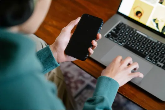Image of person logging in to their remote online notarization virtual meeting.